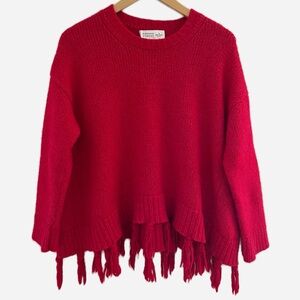 Kate Spade Broome Street Red Airy Alpaca Tassel Sweater size small